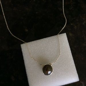 Stella and Dot Silver and Blackish Stone Necklace